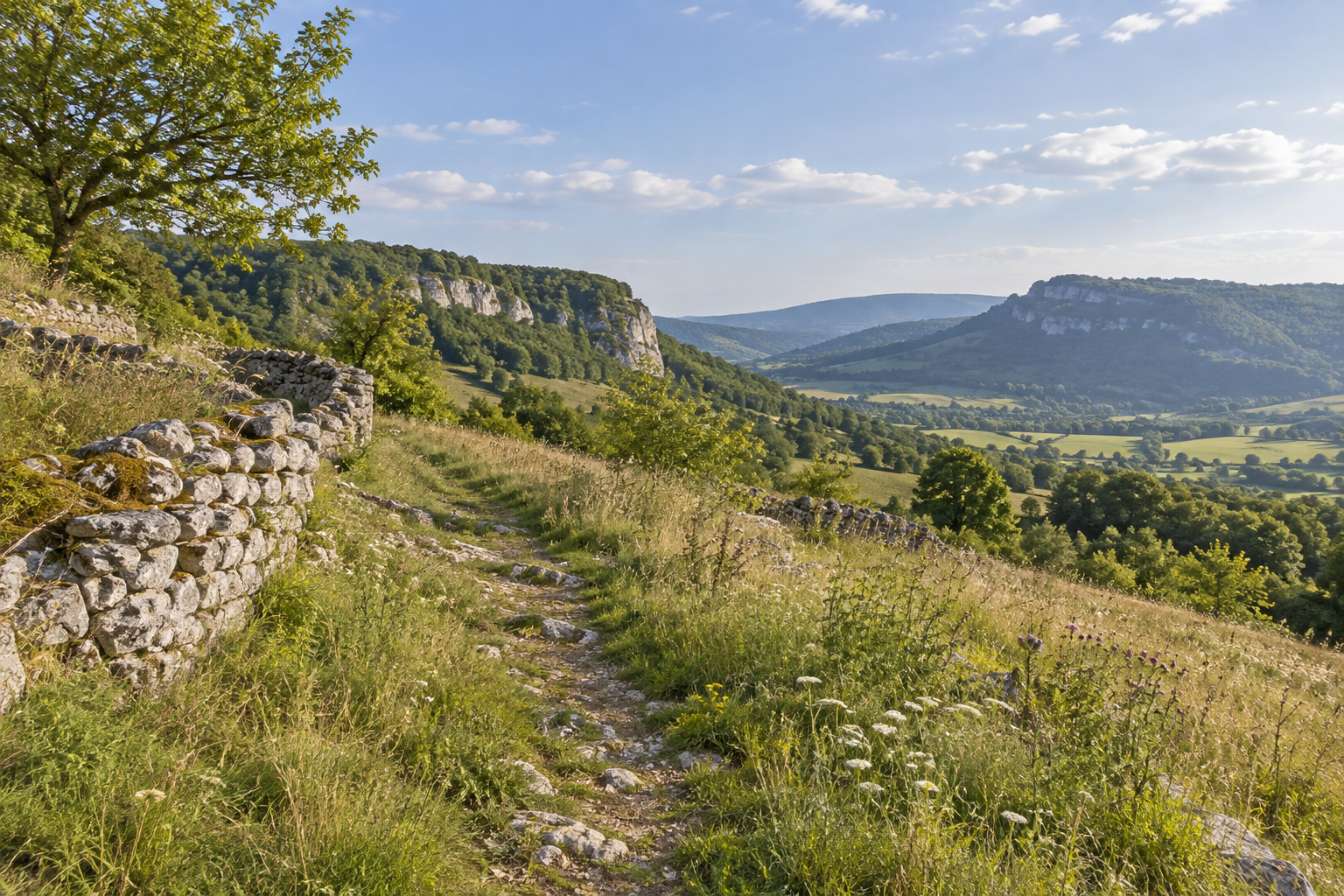 Illustration éditoriale d’un paysage jurassien générique